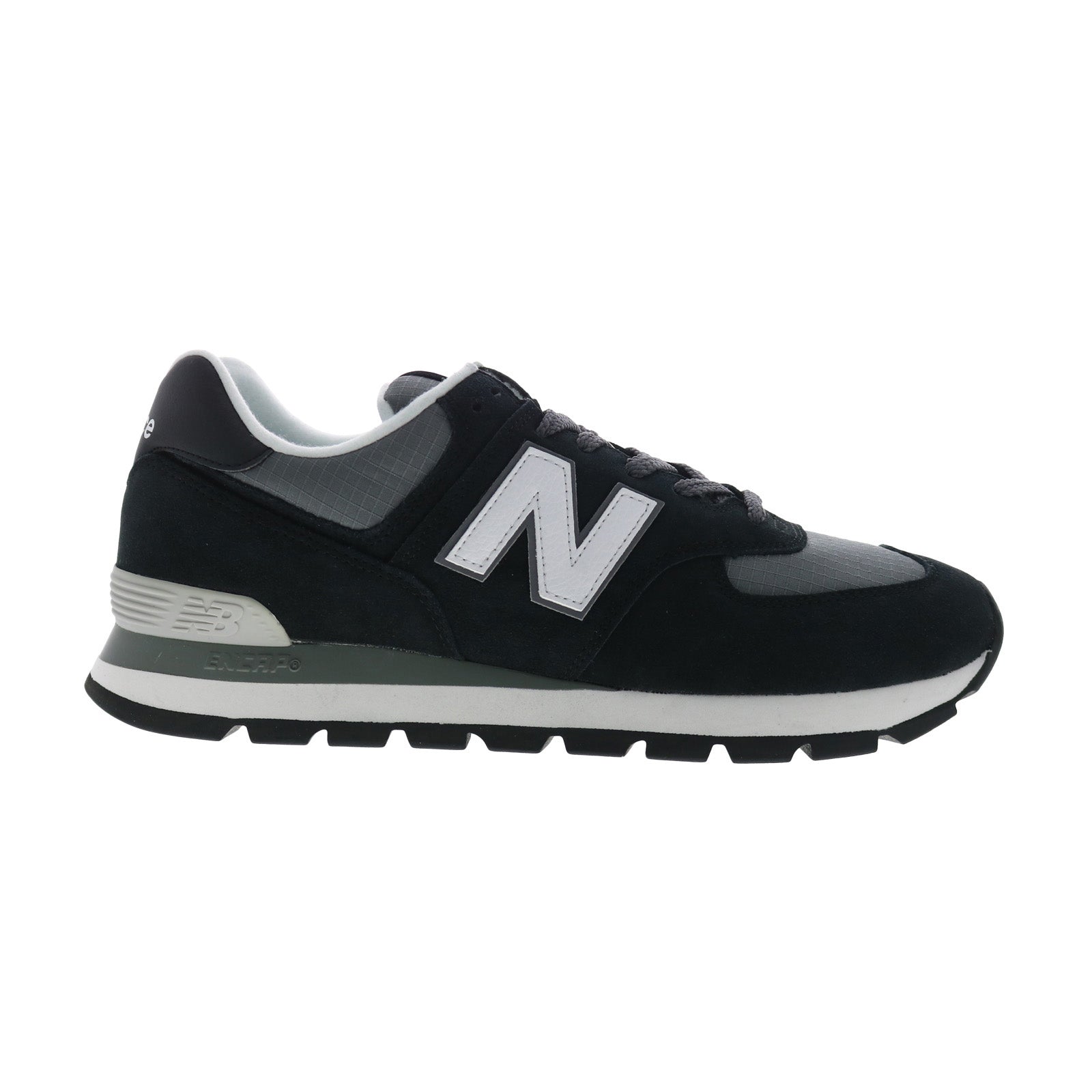 New Balance 574 XML574DZB Mens Black Suede Lifestyle Sneakers Shoes on Sale