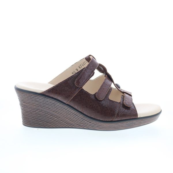 SAS Ginger 3100-655 Womens Brown Wide Leather Strap Wedges Sandals Shoes Supply