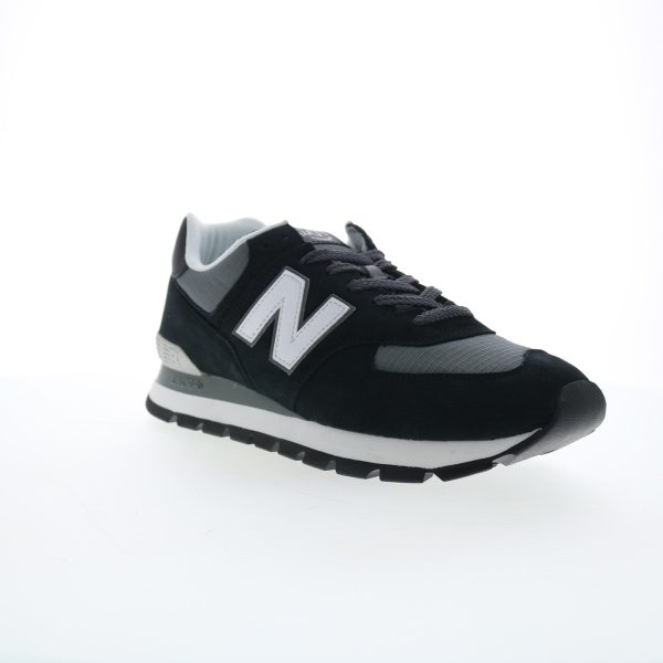 New Balance 574 XML574DZB Mens Black Suede Lifestyle Sneakers Shoes on Sale - Image 2