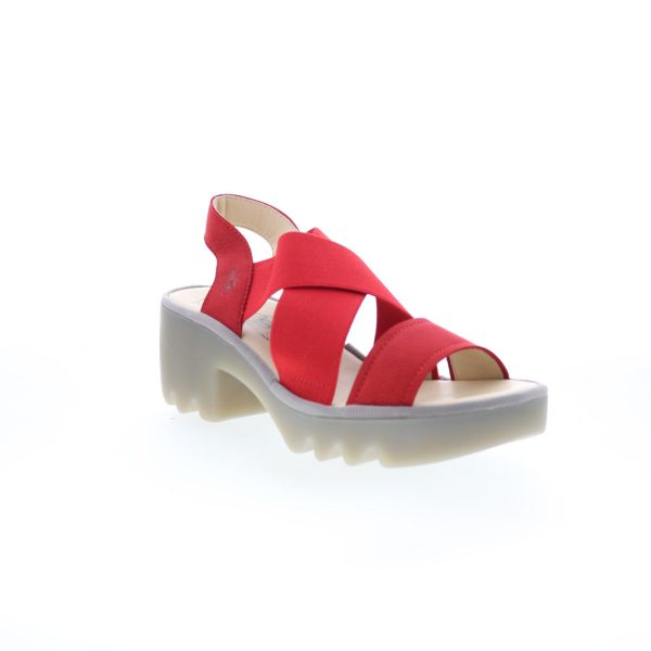 Fly London Taji TAJI502FLY-005 Womens Red Leather Heeled Sandals Shoes Sale - Image 2