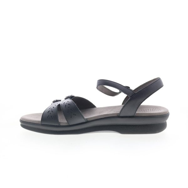 SAS Duo 0087-020 Womens Black Wide Leather Hook & Loop Strap Sandals Shoes Discount - Image 3
