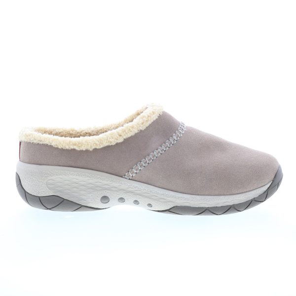 Easy Spirit Jariel SEJARIEL Womens Gray Wide Suede Clog Flats Shoes Cheap
