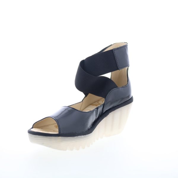 Fly London Yefi YEFI473FLY-000 Womens Black Leather Wedges Sandals Shoes For Sale - Image 4