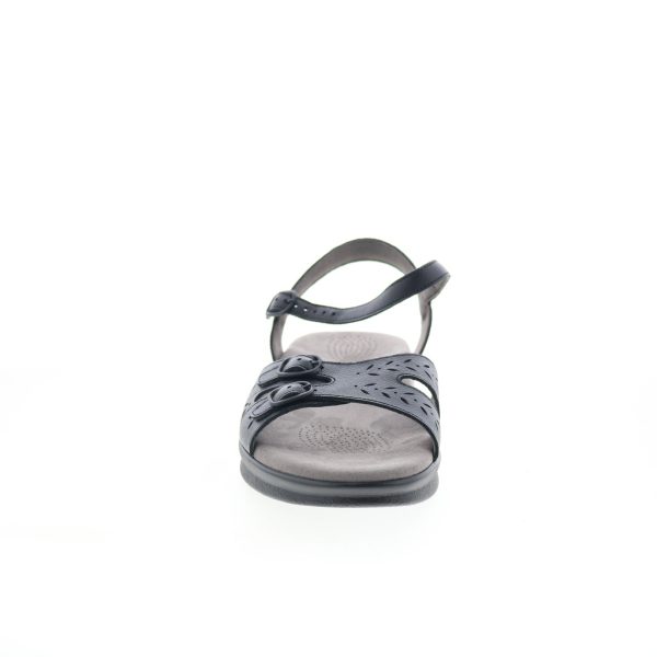 SAS Duo 0087-020 Womens Black Wide Leather Hook & Loop Strap Sandals Shoes Discount - Image 2