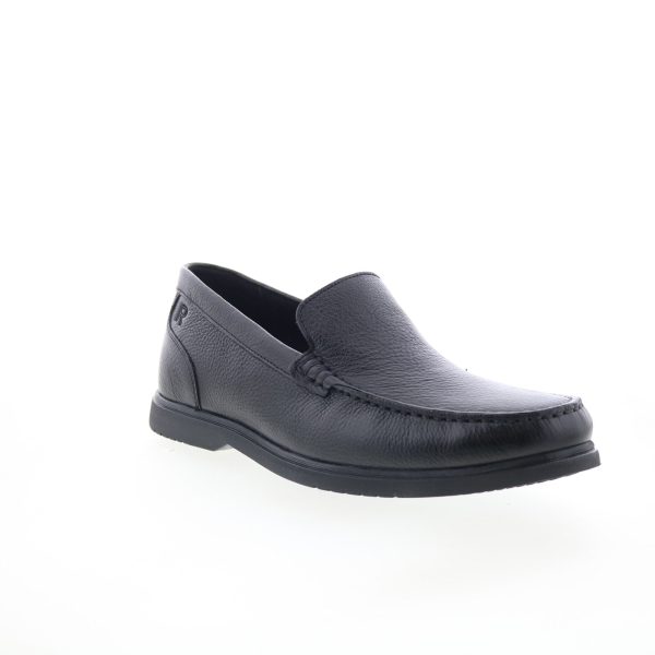 Rockport RM Jensen Mens Black Leather Loafers & Slip Ons Casual Shoes For Cheap - Image 2