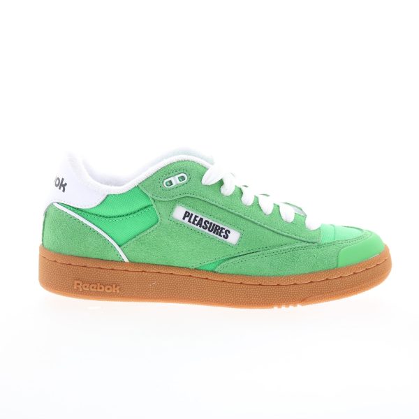 Reebok Club C Bulc Pleasures Mens Green Suede Lifestyle Sneakers Shoes Discount
