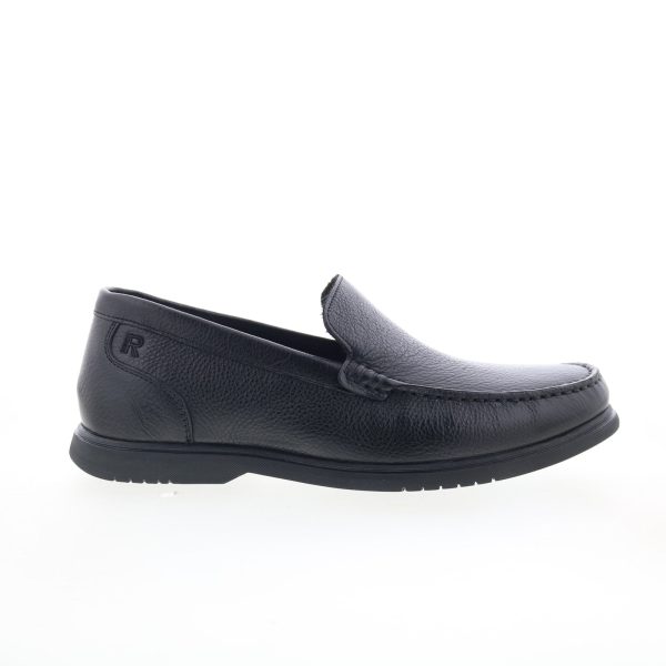 Rockport RM Jensen Mens Black Leather Loafers & Slip Ons Casual Shoes For Cheap