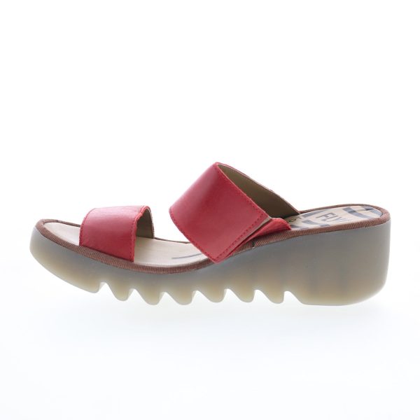 Fly London Besy BESY357FLY-011 Womens Red Leather Slides Sandals Shoes Online Sale - Image 5