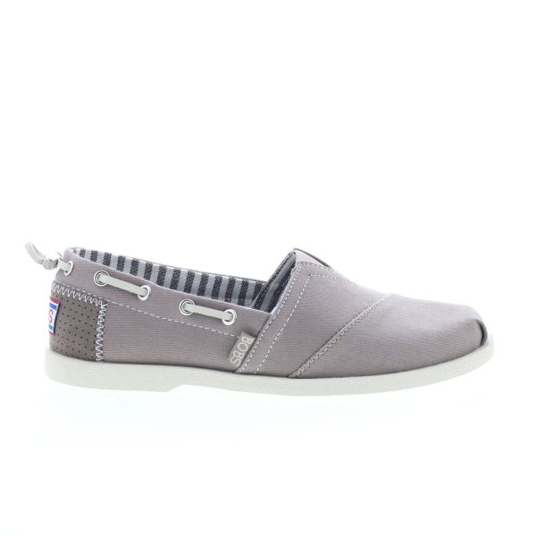 Skechers Bobs Chill Luxe Traveler 33738 Womens Gray Canvas Loafer Flats Shoes Sale