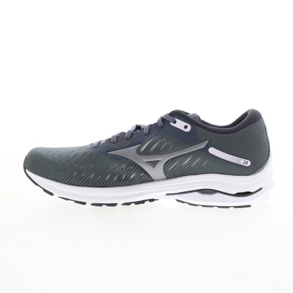Mizuno Wave Rider 24 D J1GD200616 Womens Gray Canvas Athletic Running Shoes For Sale - Image 3