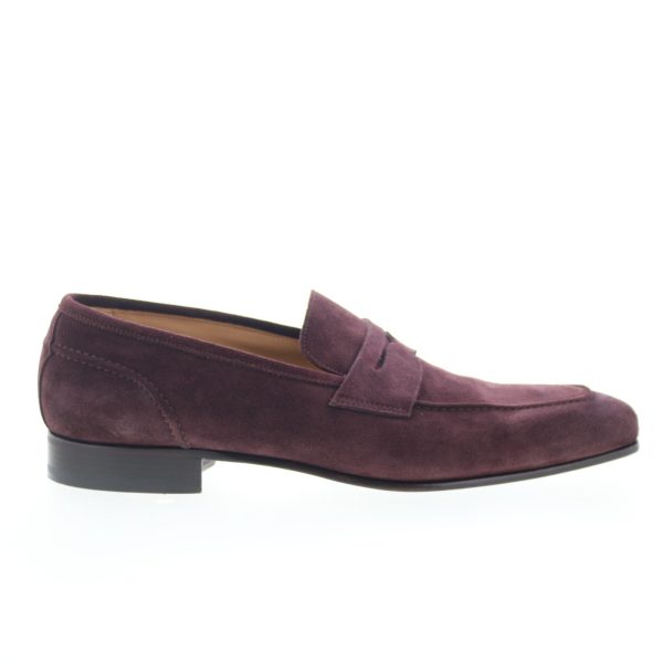 Di Bianco Velour SBF405 Mens Burgundy Suede Loafers & Slip ons Penny Shoes Sale
