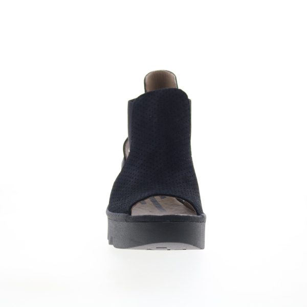 Fly London Biga BIGA412FLY-000 Womens Black Suede Wedges Sandals Shoes Discount - Image 3