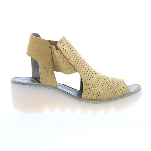 Fly London Biga BIGA412FLY-001 Womens Brown Suede Wedges Sandals Shoes For Sale