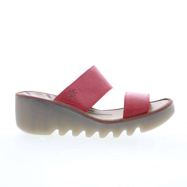 Fly London Besy BESY357FLY-011 Womens Red Leather Slides Sandals Shoes Online Sale