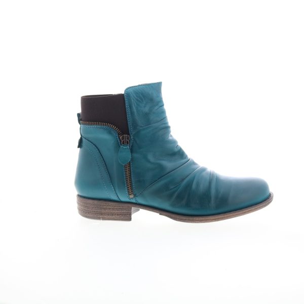 Miz Mooz Laney Womens Blue Leather Zipper Ankle & Booties Boots Supply