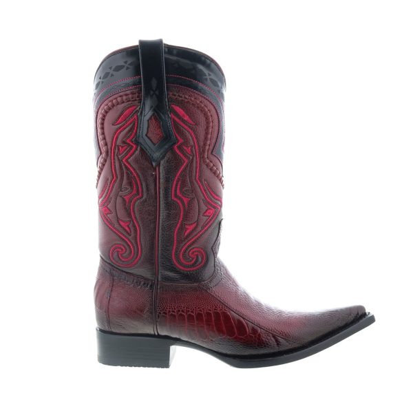 Los Altos 3X Toe Ostrich Leg Mens Burgundy Wide Cowboy Western Boots Fashion