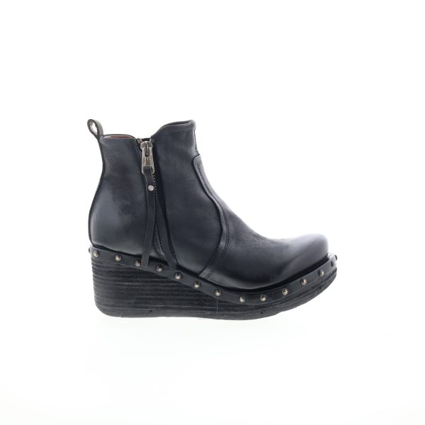 A.S. 98 Peers Womens Black Leather Zipper Casual Dress Boots Hot on Sale