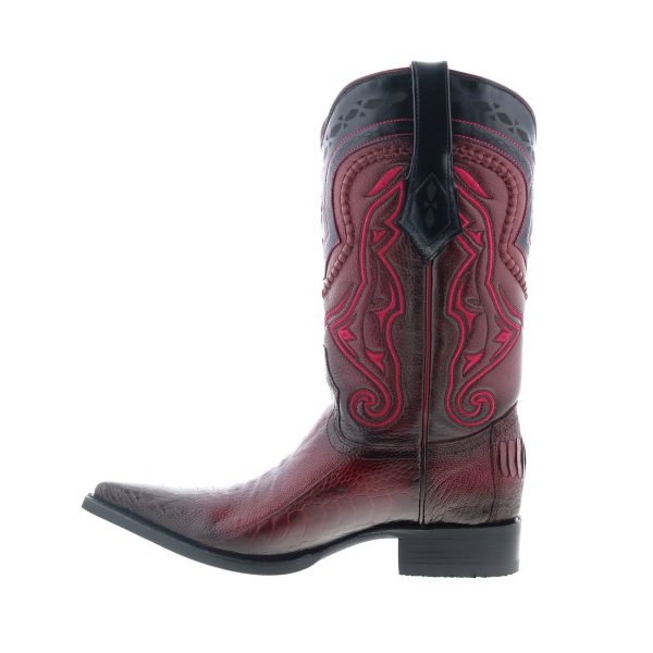 Los Altos 3X Toe Ostrich Leg Mens Burgundy Wide Cowboy Western Boots Fashion - Image 5