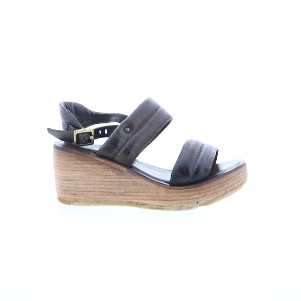 A.S. 98 Norward Womens Brown Leather Hook & Loop Wedges Sandals Shoes For Discount