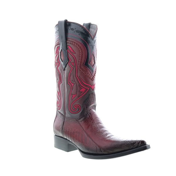 Los Altos 3X Toe Ostrich Leg Mens Burgundy Wide Cowboy Western Boots Fashion - Image 2