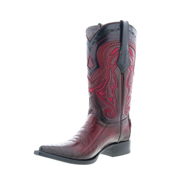 Los Altos 3X Toe Ostrich Leg Mens Burgundy Wide Cowboy Western Boots Fashion - Image 4