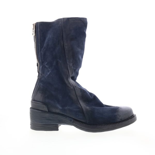 A.S. 98 Saddler Womens Blue Leather Zipper Casual Dress Boots Fashion