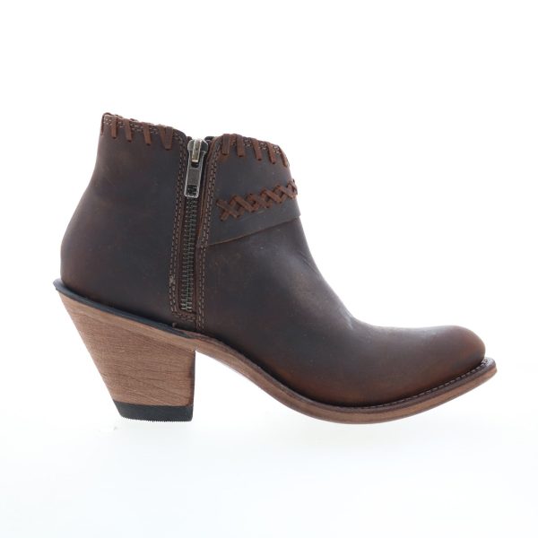 Jama Old West Snip Toe 18150 Womens Brown Leather Zipper Western Boots Supply