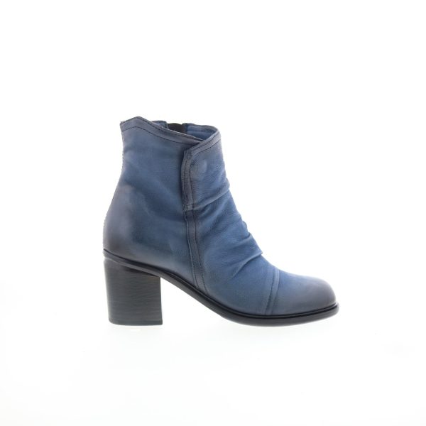 Miz Mooz Jordy Womens Blue Leather Zipper Ankle & Booties Boots Online Hot Sale