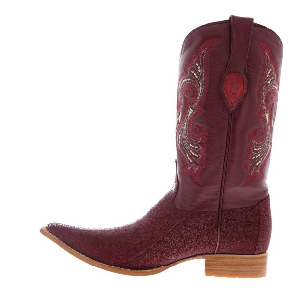 Los Altos 3X Toe Stingray Rowstone Mens Burgundy Wide Cowboy Western Boots For Cheap - Image 5