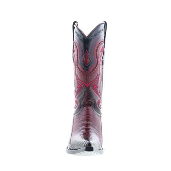 Los Altos 3X Toe Ostrich Leg Mens Burgundy Wide Cowboy Western Boots Fashion - Image 3