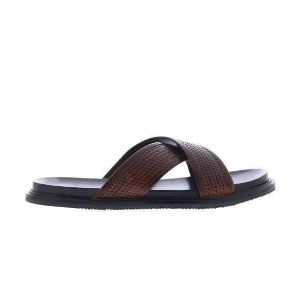 Steve Madden Dellta DELL01M1 Mens Brown Leather Slides Sandals Shoes Online