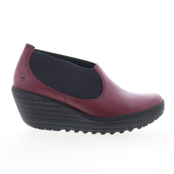 Fly London Yify YIFY447FLY-001 Womens Burgundy Leather Ankle & Booties Boots For Discount