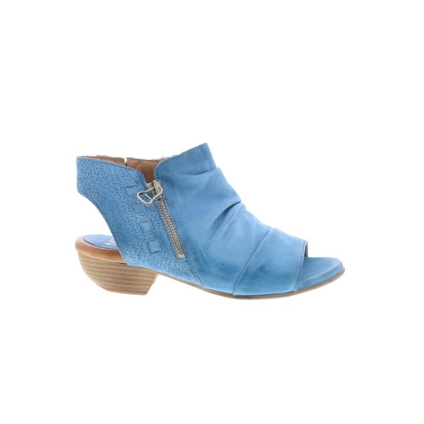 Miz Mooz Carla Womens Blue Leather Zipper Heeled Sandals Shoes Online