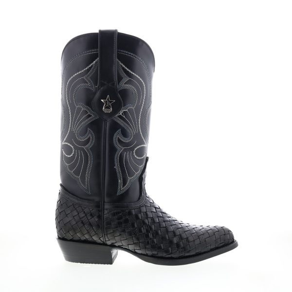 Los Altos J-Toe Vergel Teju Lizard Mens Black Wide Cowboy Western Boots Online now