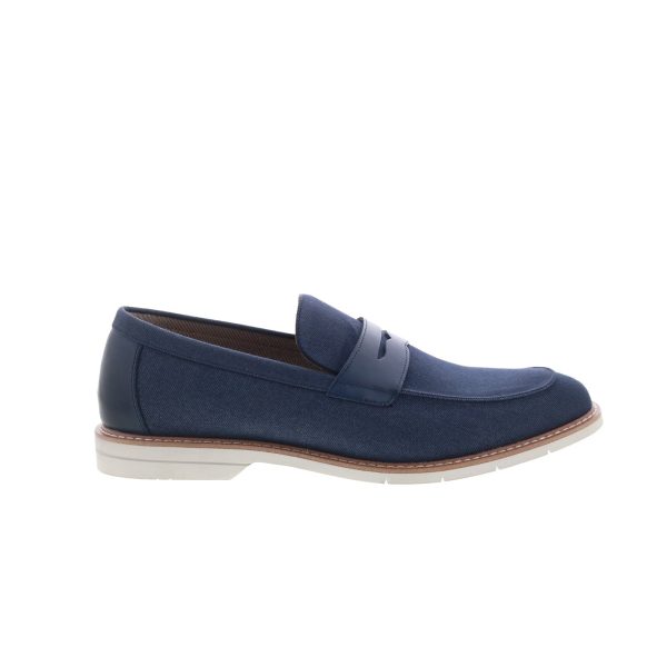 Steve Madden Normin NORM02M1 Mens Blue Canvas Loafers & Slip Ons Penny Shoes Sale