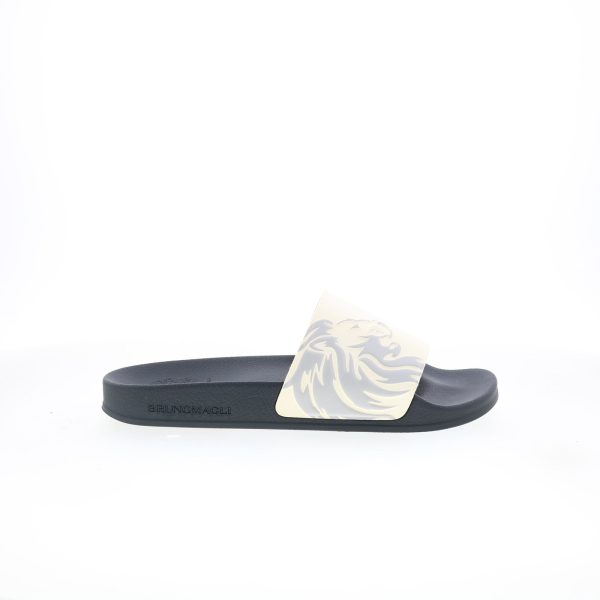 Bruno Magli Messe BM1MESG6P Mens White Synthetic Slip On Slides Sandals Shoes on Sale
