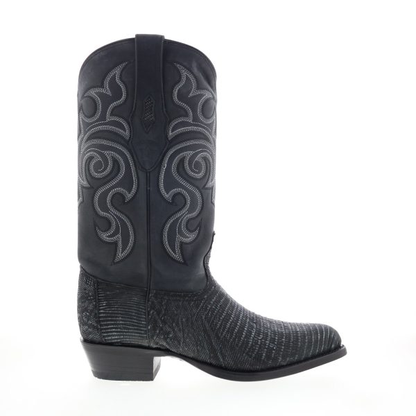 Los Altos J-Toe Teju Lizard 990774 Mens Black Wide Cowboy Western Boots Online Sale