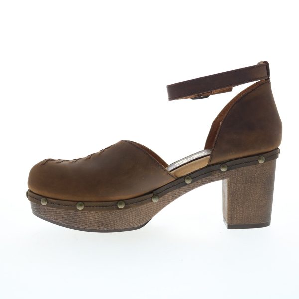 Sbicca Donerail PS203 Womens Brown Leather Hook & Loop Strap Heels Shoes Hot on Sale - Image 5