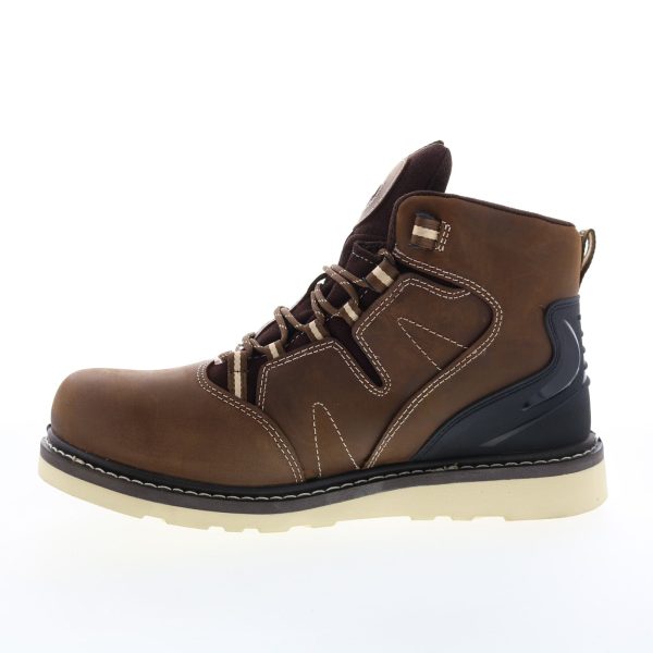 Avenger Wedge Soft Toe Electric Hazard PR WP 6  Mens Brown Wide Work Boots on Sale - Image 5
