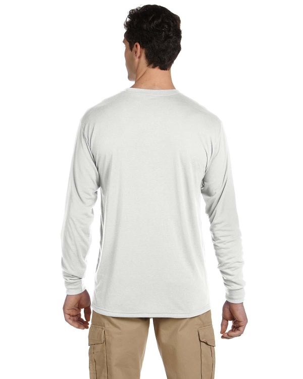 Jerzees 100% Polyester Long Sleeve T-Shirt | White For Sale - Image 2