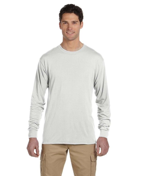 Jerzees 100% Polyester Long Sleeve T-Shirt | White For Sale
