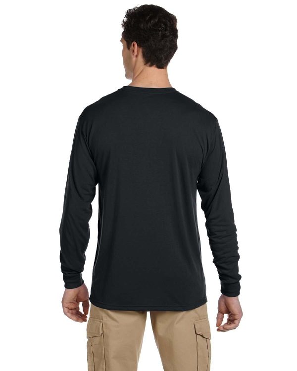 Jerzees 100% Polyester Long Sleeve T-Shirt | Black For Sale - Image 2