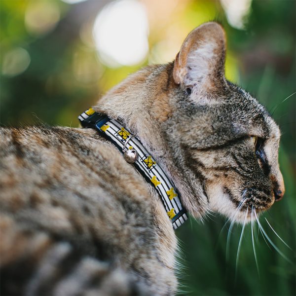 Breakaway Cat Collar with Bell - Winnie the Pooh Peeking Poses Stripe White Black Supply - Image 2