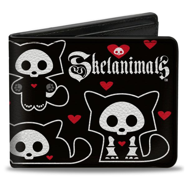 Bi-Fold Wallet - SKELANIMALS Kit the Cat Poses and Title Logo Black White For Sale