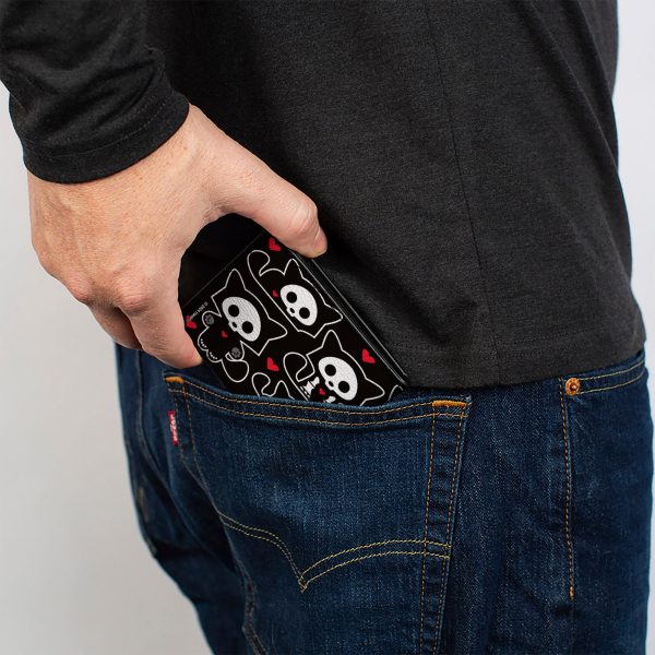 Bi-Fold Wallet - SKELANIMALS Kit the Cat Poses and Title Logo Black White For Sale - Image 5