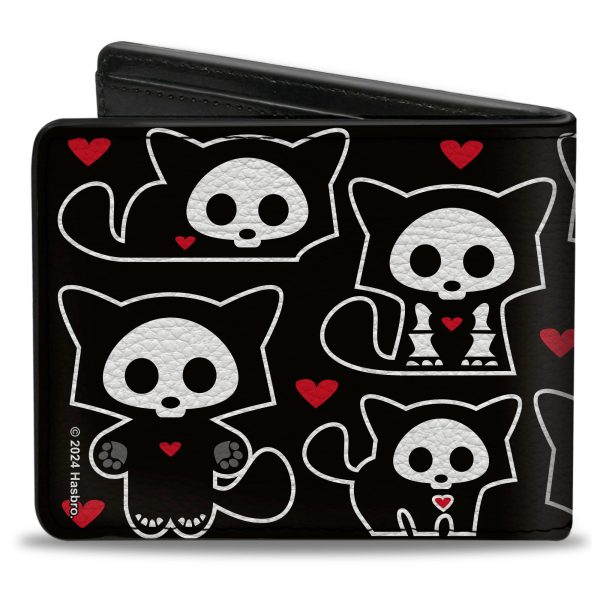 Bi-Fold Wallet - SKELANIMALS Kit the Cat Poses and Title Logo Black White For Sale - Image 2