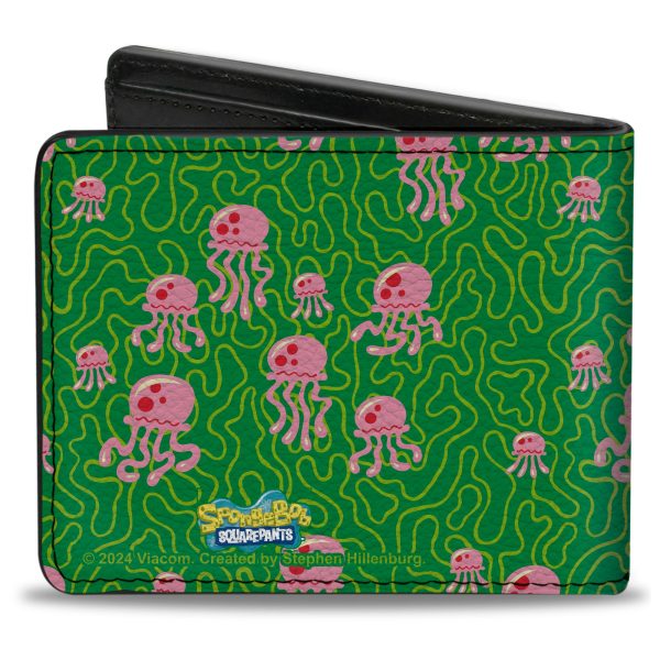 Bi-Fold Wallet - SpongeBob SquarePants Jellyfish and Coral Greens Pinks Cheap - Image 2