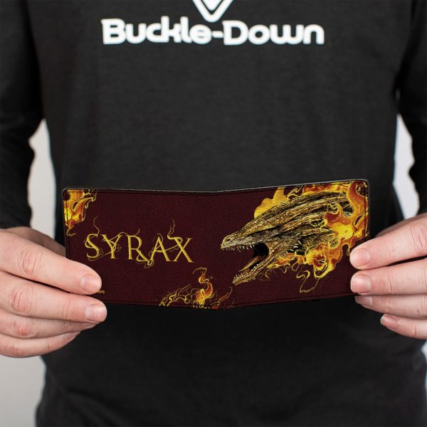 Bi-Fold Wallet - House of the Dragon SYRAX Pose and Text Brown Yellows Cheap - Image 4