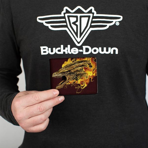 Bi-Fold Wallet - House of the Dragon SYRAX Pose and Text Brown Yellows Cheap - Image 3