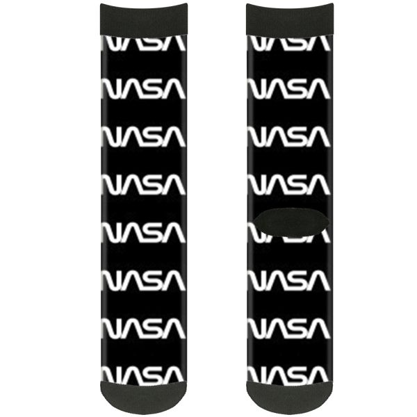 Sock Pair - Polyester - NASA Text Black White - CREW Online
